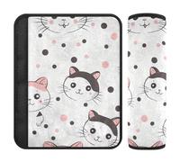 Polka Dot Cute Cat Big Eyes 2 pcs seat Belt Cover pad Cute More Comfort Driving for Airplane forro para cinturon de seguridad