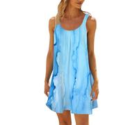 Polka dot Dress for Women Low-Cut Double Layers Dresses for Older Women Summer Sundresses Casual Beach Wedding Long Summer Dresses lace up Peplum Tshirt Dress Flowy wrap Business