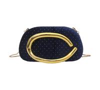 Polka Dot Evening Bag Chain Strap Faux Leather Prom Bag for Women Party (Blue)