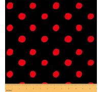 Polka Dot Fabric by The Yard,Black Red Dot Soft Polyester Fabric for Sewing Lover,Simple Art No Stretch Fabric Crafting Supplies,French Style Dots 1 Yard Pre-Cut,36" L x 59" W