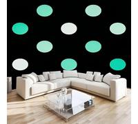 Polka Dot Green Mural Wallpaper 3D Effect Circle Abstract Non-Woven Self-Adhesive Wallpaper Removable Large Photo Sticker TV Background Wall Decor for Living Room Bedroom 400x2800 cm