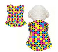 Polka Dot Grid S Pet Apparel for Small Dogs-Cute Summer Outfit for Puppy, Soft Breathable Pet Clothes for Cat