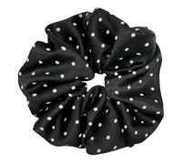 Polka Dot Hair Scrunchies, Pearl Effect Hair Scrunchies, Soft and Elastic, Delicate on Hair, Ponytail Holder for Thick and Fine Hair, Accessories for Women and Girls (Black)