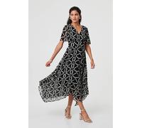 Polka Dot Hanky Hem Midi Dress Izabel London Black 8
