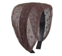Polka Dot Lace Mesh Wide Hair Band, Elastic Non Slip Headband Hair Hoop for Wash Face Use, Cloth Hair Accessory for Women and Girls, Coffee