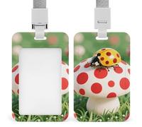 Polka - Dot Ladybug ID Badge Holder - Retractable Badge Reel, Vertical Card Name Tag Holder with Breakaway Lanyard, ID Cards Holders Case for Nurse Security Staff Women Men