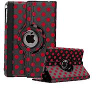 Polka Dot Leather 360 Degree Rotate Folding Swivel Stand Case Cover For Apple iPad 4 3 2 With Free Stylus Pen & Screen Protector (Black)