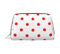 Polka Dot. Leather Makeup Bag for Travel, Portable Cosmetic Organizer, Make Up Bag with Zipper