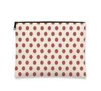 Polka Dot Makeup Bag, Beige Dots Vintage Cosmetic Travel Pouch for Women, Portable Small Canvas Zipper Organizer, Holiday Toiletry Bag, Beige, 7x9 Inch, Polka Dot