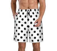 Polka Dot Mens Swim Trunks Quick Dry Beach Shorts for Men Bathing Suits Beach Wear Mens Swim Shorts with Liner White