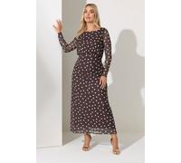 Polka Dot Mesh Maxi Dress Yours Brown 18