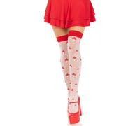 Polka Dot Mushroom Thigh High - One Size - White/red