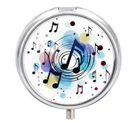 Polka Dot Music Note Pill Box with Mirror 3 Compartment Pill Organizer for Pocket Portable Medicine Container Holder to Hold Vitamins,Fish Oil