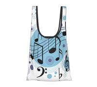 Polka Dot Music Note Print Foldable Reusable Grocery Bag Lightweight Shopping Tote for Groceries Travel Beach Eco-Friendly Compact Adventure Tote