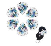 Polka Dot Music note Print Guitar Picks 6 Pack Guitar Plectrums with Pick Holders Bass Picks For Acoustic Guitar Bass Electric Ukulele Includes 0.46mm, 0.71mm, 0.96mm