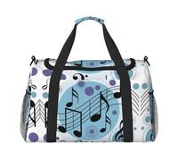 Polka Dot Music Note Print Weekender Bag,Gym Bag with,Carry On Luggage Overnight Weekend Bag, Holdall Handbag & Shoulder Bag for Travel Fitness