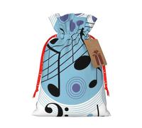 Polka Dot Music Note Printing Drawstring Christmas Bag With Kraft Tag 4.7x6.9 Inch For Halloween Wrapping Gifts