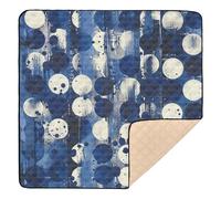 Polka Dot Navy Blue Large Sturdy Baby Playmat for Indoor Outdoor Comfortable Baby Play Tummy Time Mat for Baby Toddler Infant, 50'' x 50''