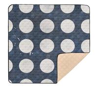 Polka Dot Navy Blue Soft Thick Baby Gym & Activity Mat for Indoor Outdoor Lightweight Infant Play Mat for Baby Kids Toddlers Infants, 50'' x 50''