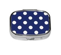 Polka Dot Navy Pattern,Meta Pill Box 2 Compartment Medicine Case,Portable Organizer,Rectangle Meta Portable Organizer Pill Box 118 Compartment Medicine Case