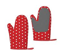 Polka Dot On Red Print Oven Mitts,Silicone Oven Gloves Heat Resistant Non-Slip Microwave Oven Gloves A Pair