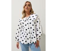 Polka Dot Oversized Collar Blouse Yours White 22-24