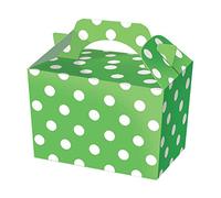 POLKA DOT PARTY BOXES - PACK OF 10 - Children/Kids Party Boxes Carry Food Meal Fun Picnic Birthday Wedding Favour / Baby Shower Party Box Loot Bag (Green)