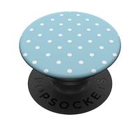 Polka Dot Pattern Light Blue, White, Women Girls Polka Dots PopSockets Swappable PopGrip