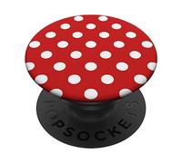 Polka Dot Pattern Red, White For Women Girls Polka Dots PopSockets Swappable PopGrip
