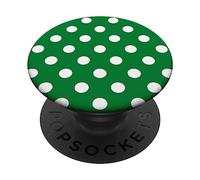 Polka Dot Pattern Women Girls Green White Polka Dots PopSockets Adhesive PopGrip
