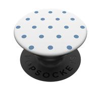 Polka Dot Pattern Women Girls, Light Blue, White Polka Dots PopSockets Adhesive PopGrip