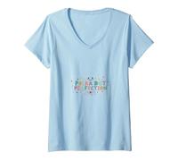 Polka Dot Perfection: Cheerful Retro Whimsy for Kids V-Neck T-Shirt, Women, Baby Blue, XL