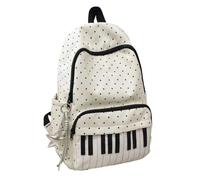 Polka Dot Piano Backpack, Cute Aesthetic School Bag for Girls Teens, Lightweight Nylon Bookbag for Back to School College Primary Secondary, Y2K Preppy Daypack for Travel Casual (C & Stars)