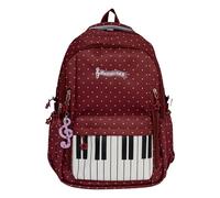 Polka Dot Piano Printed Hiking Backpack with Zipper Music Backpack with Charm Lightweight for Girls Boys Teens (Bag Comes Folded) (Wine Red)