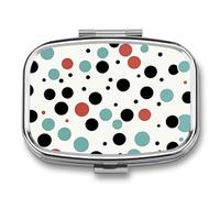 Polka Dot Pill Box 2 Compartment, Portable Pill Case with Mirror for Pocket Purse Travel, Mini Metal Medicine Organizer for Vitamins Fish Oil