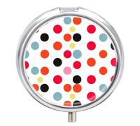 Polka Dot Pill Organizer 3 Compartment Travel Pillbox with Mirror Daily Medicine Pill Case Metal Pill Box for Purse & Pocket Portable Small Medicine Box Round Vitamin Case Container
