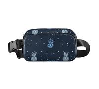 Polka Dot Pineapple Dark Blue Cute Waist Bag Fanny Pack for Women Men Teenagers Mini Bum Belt Bag with Adjustable Strap for Travel Running Hiking