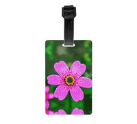 Polka Dot Pink Flower Print Luggage Tag â€“ Full-Back Privacy Cover Suitcase ID Label for Women & Men, PVC Travel Name ID Tag