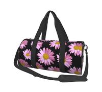 Polka Dot Pink Flower Print Round Duffel Bag, Canvas Overnight Travel Tote Bag, Waterproof and Tear-Resistant.Foldable Weekend Travel Bag