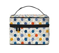 Polka Dot Pinstripe Makeup Bag Travel Cosmetic Bag for Women Girl Large Makeup Organizer Bag Portable Toiletries Bag Travel Essentials
