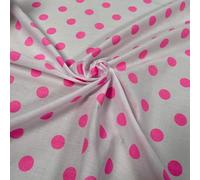 Polka Dot Polycotton Fabric - 50 Different Colours and Dot Sizes *Sold by The Metre* 113cm Wide (25MM Pink DOT ON White) (ONE - METRE)