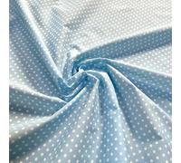 Polka Dot Polycotton Fabric - 50 Different Colours and Dot Sizes *Sold by The Metre* 113cm Wide (3-4MM DOT Sky) (Half - METRE)