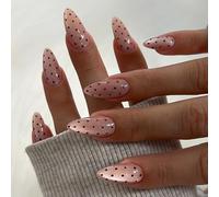 Polka Dot Press on Nails Almond Medium - 24PCS Cat Eye Nails Press Ons - Stiletto False Nails for Women Everyday Elegance
