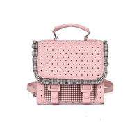 Polka Dot Print Cambridge Tote Bag Large Capacity Checkered Patchwork Ruffle Crossbody Bags Multi-Purpose Stylish Shoulder Bags for Shopping And Outdoor Family Outings (Pink)