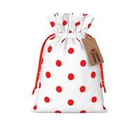 Polka Dot. Print Christmas Burlap Gift Bag With Drawstring, Present Small Favor Pouch For Birthday Parties-S Size