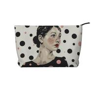 Polka Dot Print Cosmetic Bags, Small Makeup Bag for Purse Corduroy Multifunctional Travel Makeup Bag with Metal Zipper for Women Girls