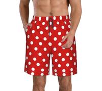 Polka Dot Print Men's Casual Beach Shorts - Full Print, Ultra-Lightweight, Fast-Drying, and Extremely Comfortable - Ideal for Walking, Running, Surfing, Beach, Or Home Wear White