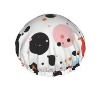 polka dot Printed Double-Layer Waterproof Shower Cap - Reusable Spa & Face Mask Bathing Hat for Travel, Home Care & Beauty Routine