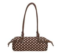 Polka Dot Purse Mini Bucket Bag PU Leather Top Handle Shoulder handbags Trendy Round Boston Bags for Travel Work Beach Shopping (Coffee) (Coffee)