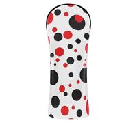 Polka Dot Red Black Pattern Golf Cover Premium Leather Headcovers with Number Tag for Driver, Fairway Wood Hybrid
